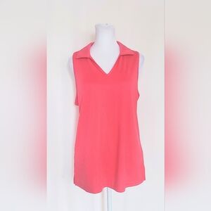 Santiny Womens Sleeveless V Neck Golf Polo Shirt Pink Size Medium